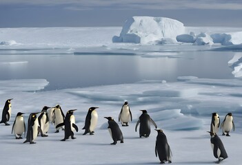 Wall Mural - Emporer Penguins on the ice