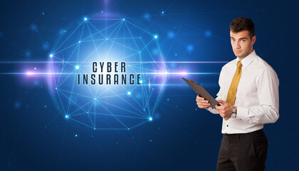Poster - businessman thinking about security