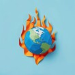 A graphic image depicting the Earth engulfed in stylized flames