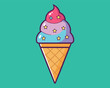 Chocolate ice cream cone vector illustration