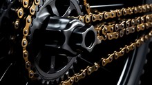 New rear mountain bike cassette with chain on the black background