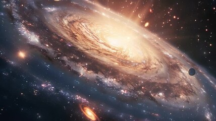 Wall Mural - Beautiful travel in deep space among stars and nebulas. Spiral space galaxy cosmos background. Galaxy and stars. Beautiful galaxy in video 4k.