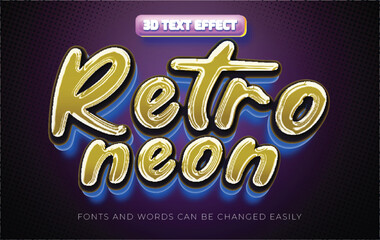 Wall Mural - Retro neon 3d editable text effect style