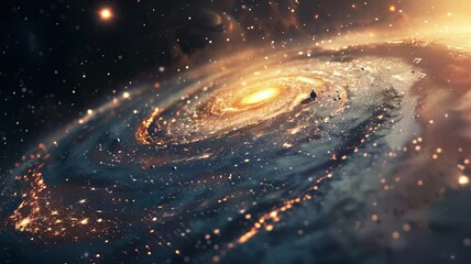 Wall Mural - Beautiful travel in deep space among stars and nebulas. Spiral space galaxy cosmos background. Galaxy and stars. Beautiful galaxy in video 4k.