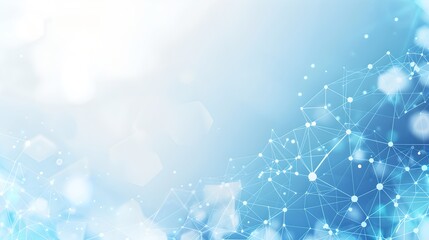 Wall Mural - abstract blue background with network connections. light bokeh, digital technology concept. ideal fo