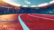 The blurry background of the red track at an olympic stadium