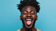 happy black man sticking tongue out