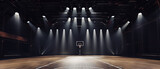 Fototapeta  - Empty basketball court effectively illuminated by spotlights