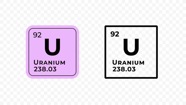 Uranium, chemical element of the periodic table vector design