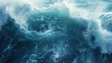 Fototapeta  - Blue sea wave ocean outdoor landscape. AI generated image
