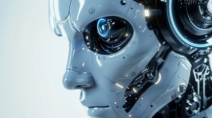 Aufkleber - White Robot Emitting Blue Light
