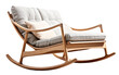 A cushioned rocking chair gently sways back and forth