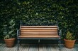 StockPhoto Wooden bench with ornate ironwork provides a charming seating option
