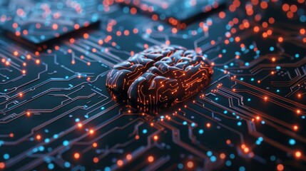 Aufkleber - Computer Circuit Board With Brain