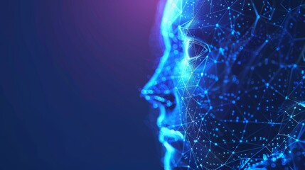 Leinwandbilder - Digital Representation of an AI Humanoid Concept Under Blue Lights