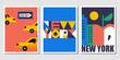 set of New York  city geometric style vector posters