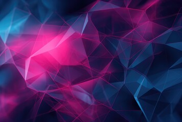 Sticker - Abstract Low Poly Network in Blue and Pink