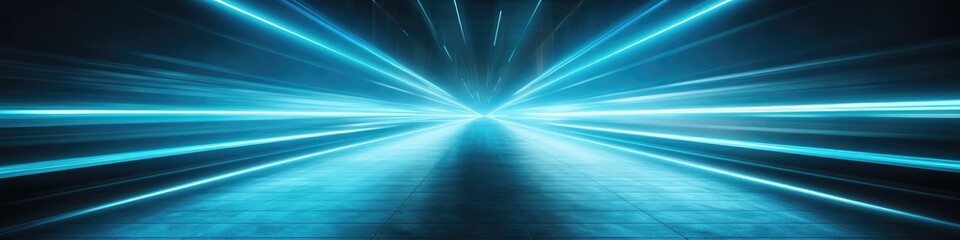 Canvas Print - Futuristic Blue Light Speed Tunnel Background