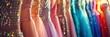 Colorful prom or bridesmaid gowns hanging on hangers