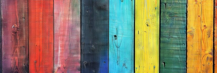 Wall Mural - Colorful wooden planks