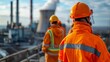 © Georgii - Industrial workers in reflective safety gear overlooking a power plant