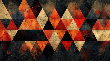 Seamless pattern abstract red black background with triangles