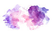 Purple and pink blended watercolor paint on transparent background.