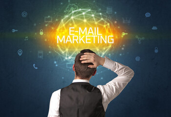 Poster - Rear view of a businessman, online security concept