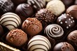 A close-up of a delectable chocolate truffle assortment in promoting artisanal chocolates or sweet indulgences, 
