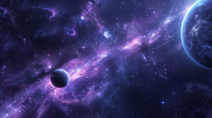 Wall Mural - planet in purple like space