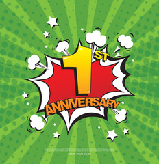 Poster - 1st anniversary emblem. One year anniversary celebration symbol