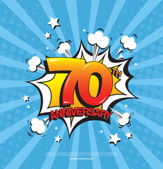 Poster - 70th anniversary emblem. Seventy years anniversary celebration symbol