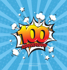 Poster - 100th anniversary emblem. One hundred years anniversary celebration symbol