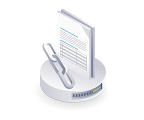 Fototapete - System database link network, flat isometric 3d illustration