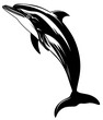 A dolphin leaps out of the water. An intelligent marine mammal. Monochrome logo with a dolphin. The concept of marine animal conservation.