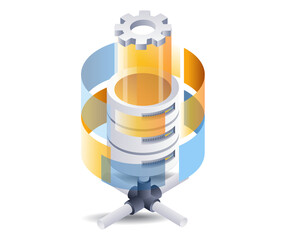 Aufkleber - System database blank screen, flat isometric 3d illustration