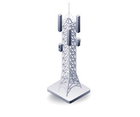 Wall Mural - Information technology network tower concept, flat isometric 3d illustration