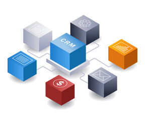 Aufkleber - Infographic network crm business system flat isometric 3d illustration