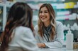 © SazzadurRahaman - A serene professional female pharmacist counseling a customer with a warm smile in a modern chemist shop, real photo, stock photography generative ai images