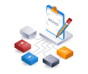 Aufkleber - Concept branding business company flat isometric 3d illustration