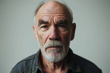 Wall Mural - Portrait of a senior man with grey hair and beard, studio shot