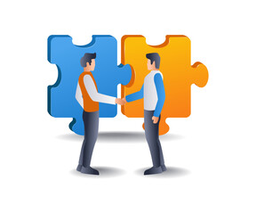 Aufkleber - Collaboration to develop business flat isometric 3d illustration