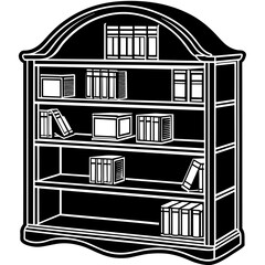 Sticker -  bookcase silhouette vector art illustration