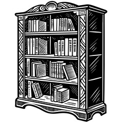 Sticker -  bookcase silhouette vector art illustration