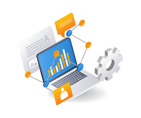Aufkleber - Business development analyst data process flat isometric 3d illustration
