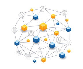 Leinwandbilder - Blockchain technology business network