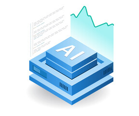 Leinwandbilder - Artificial intelligence analysis management, flat isometric 3d illustration