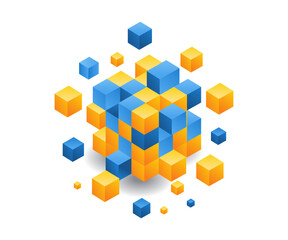 Poster - Abstract grid blockchain technology illustration