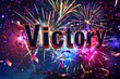 © png-jpeg-vector - Vibrant background resembling burst of fireworks and confetti with the text Victory. representing the concept of celebration and success triumph.