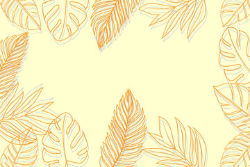 Wall Mural - Hand drawn Tropical Leaves Background